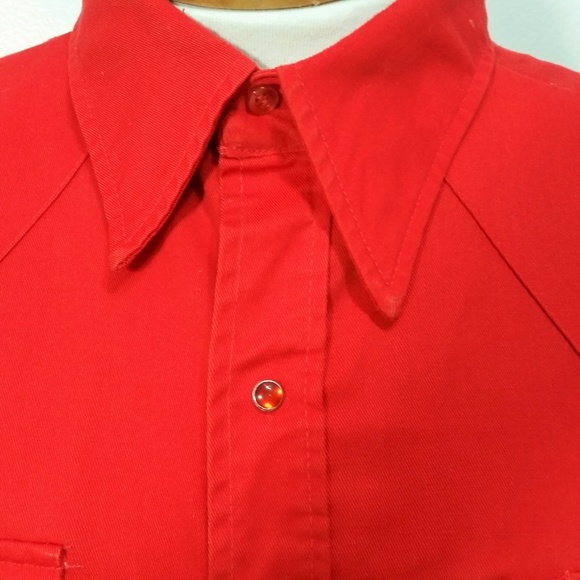 Men's VTG Sears Red Cowboy Western Shirt Snaps - Picture 5 of 9